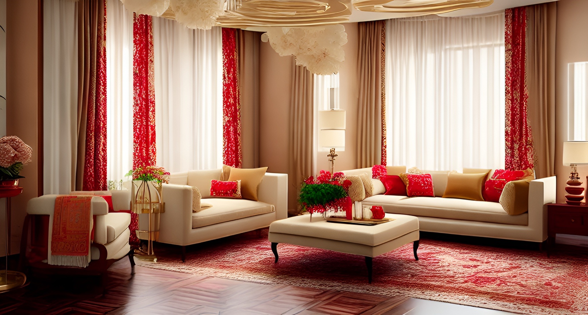 Шторы на окнах гостиной создают уют, роскошь и стиль в интерьере